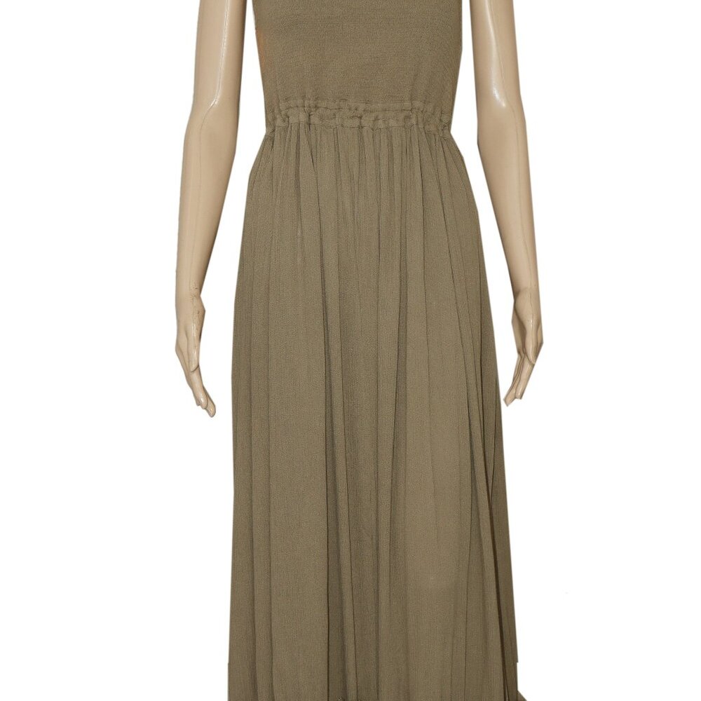 Free People Extratropical Maxi Dress Olive Stone Smocked M - Picture 5 of 9